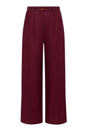 Lion Linen Trousers Berry Red