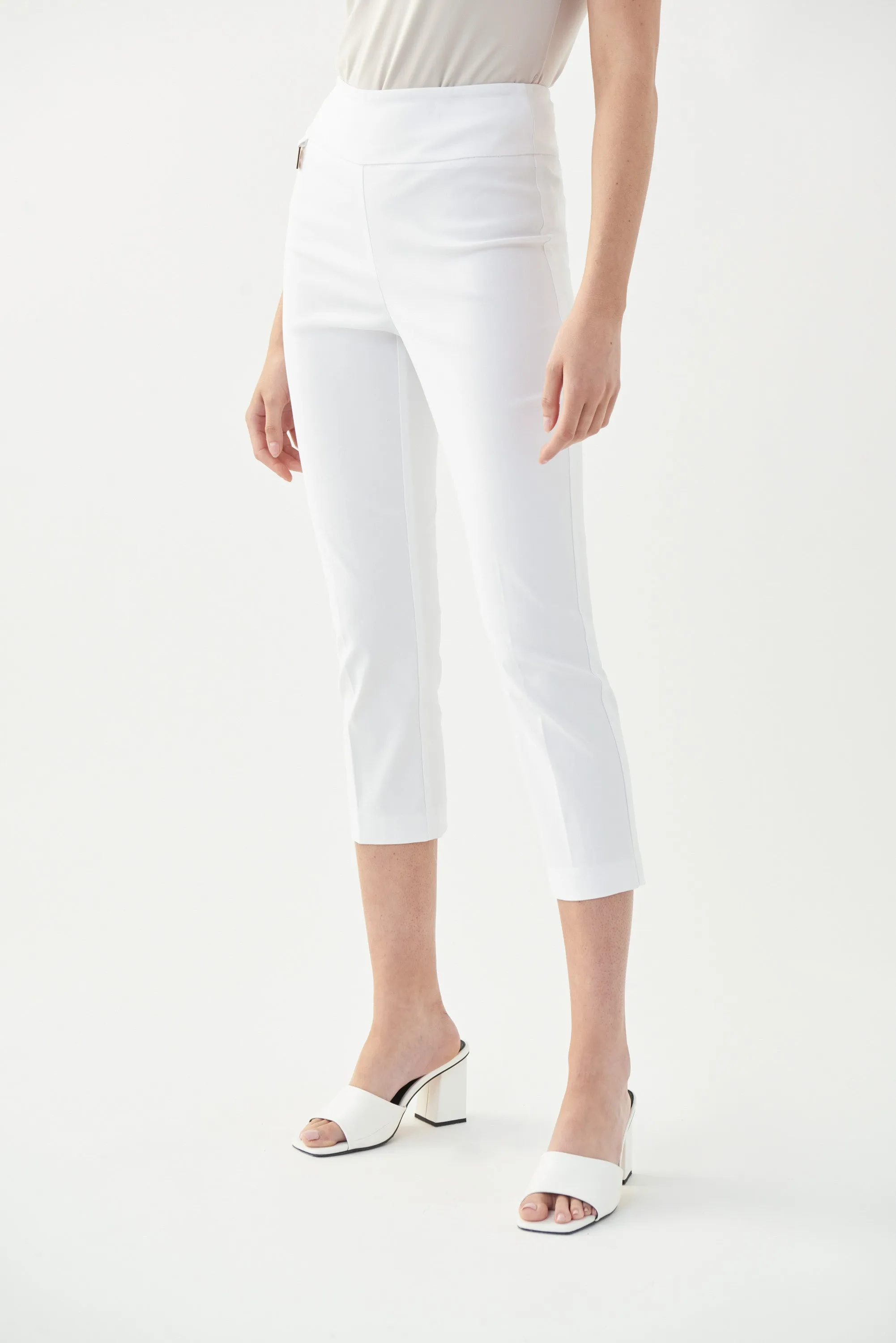 Pull On Crop Stretch Trousers <span>201536S25-WHITE<span>